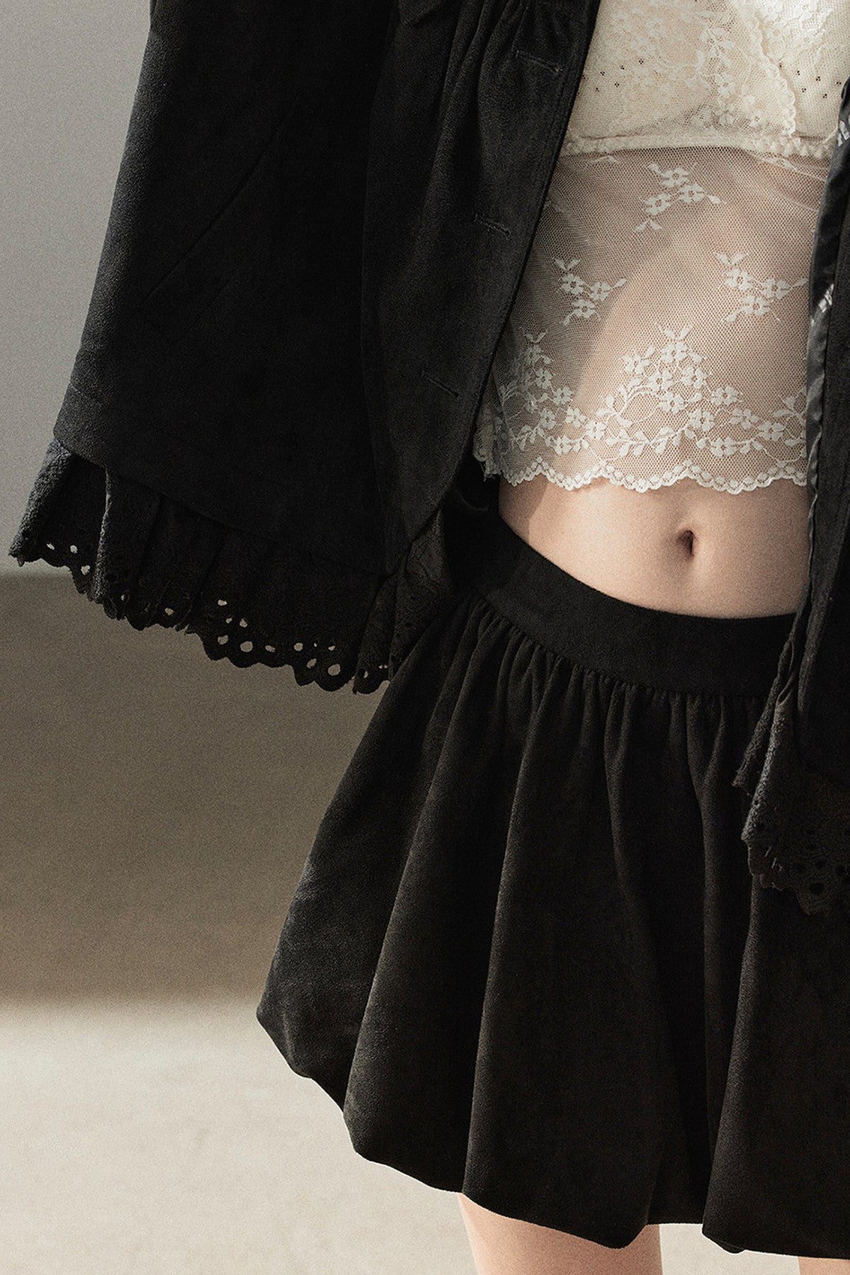 Ensemble veste et jupe en faux daim