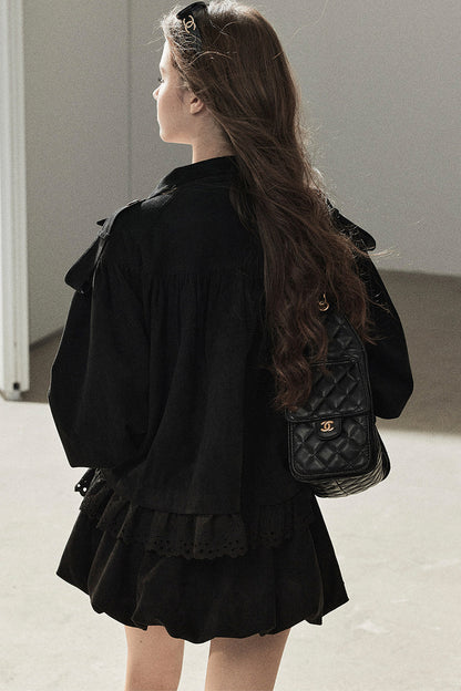 Ensemble veste et jupe en faux daim