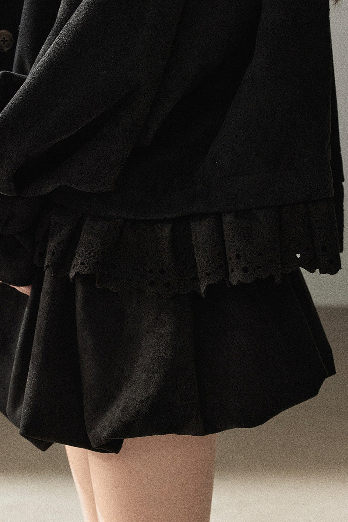 Ensemble veste et jupe en faux daim