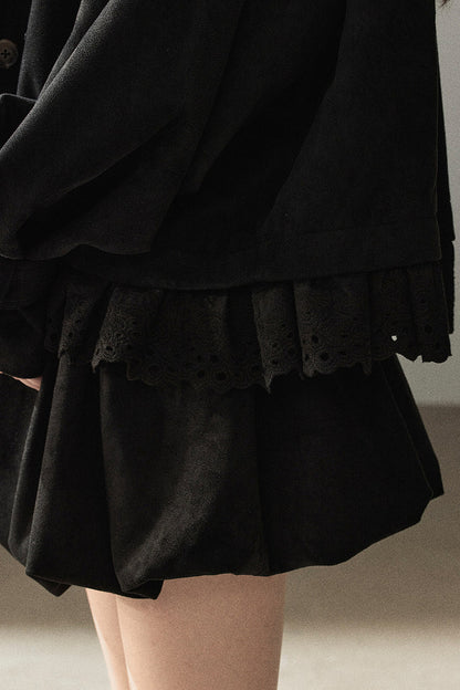 Ensemble veste et jupe en faux daim