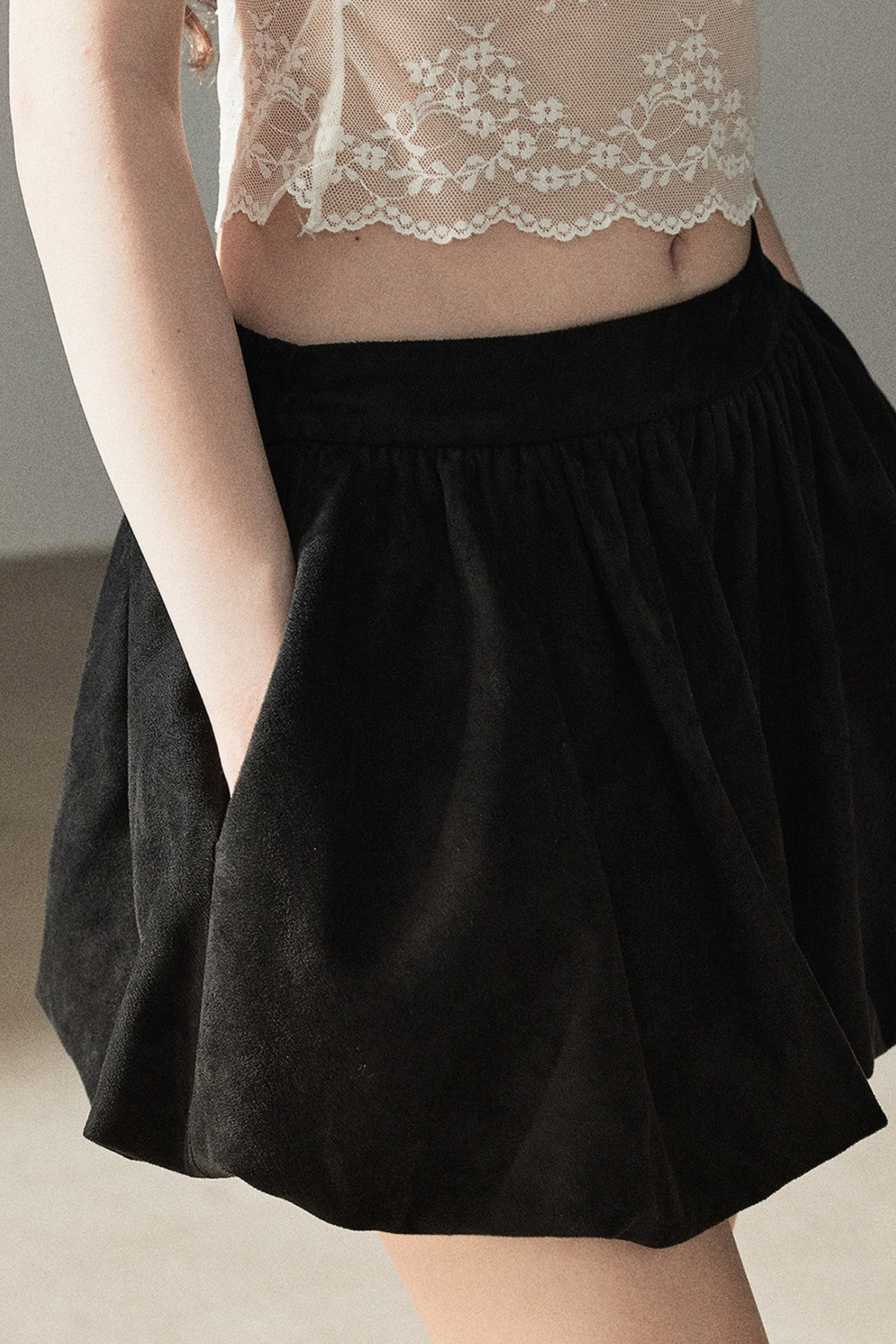 Ensemble veste et jupe en faux daim