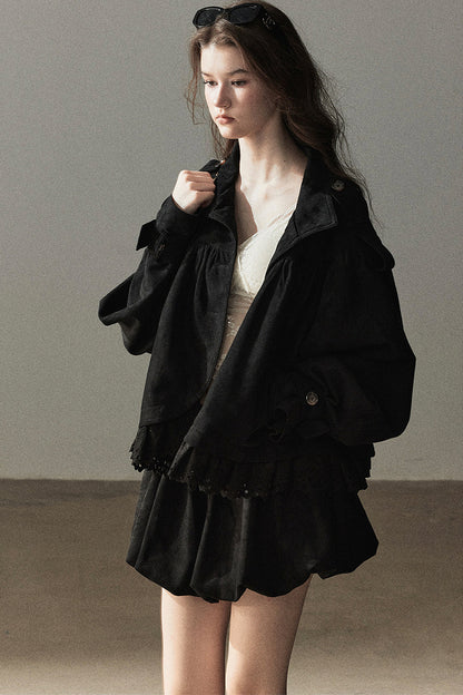 Ensemble veste et jupe en faux daim