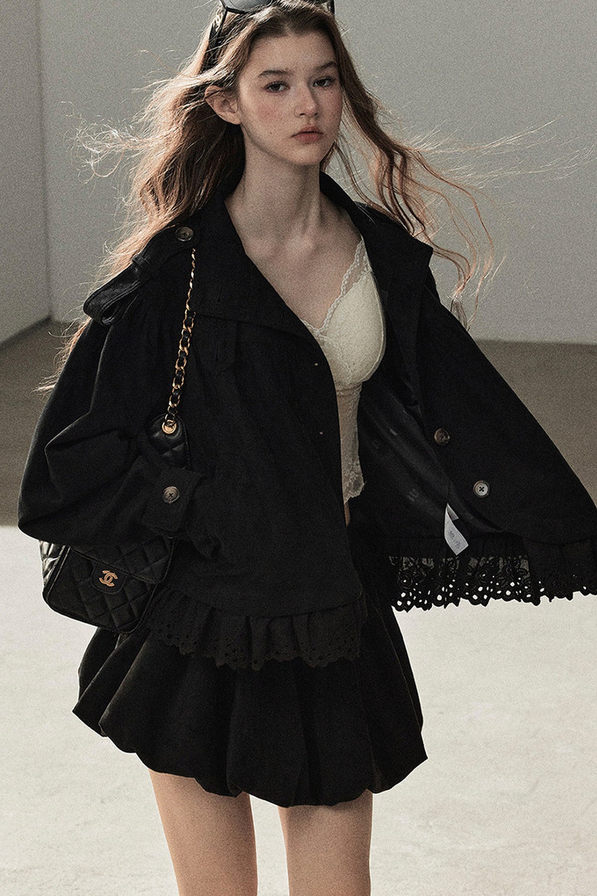 Ensemble veste et jupe en faux daim