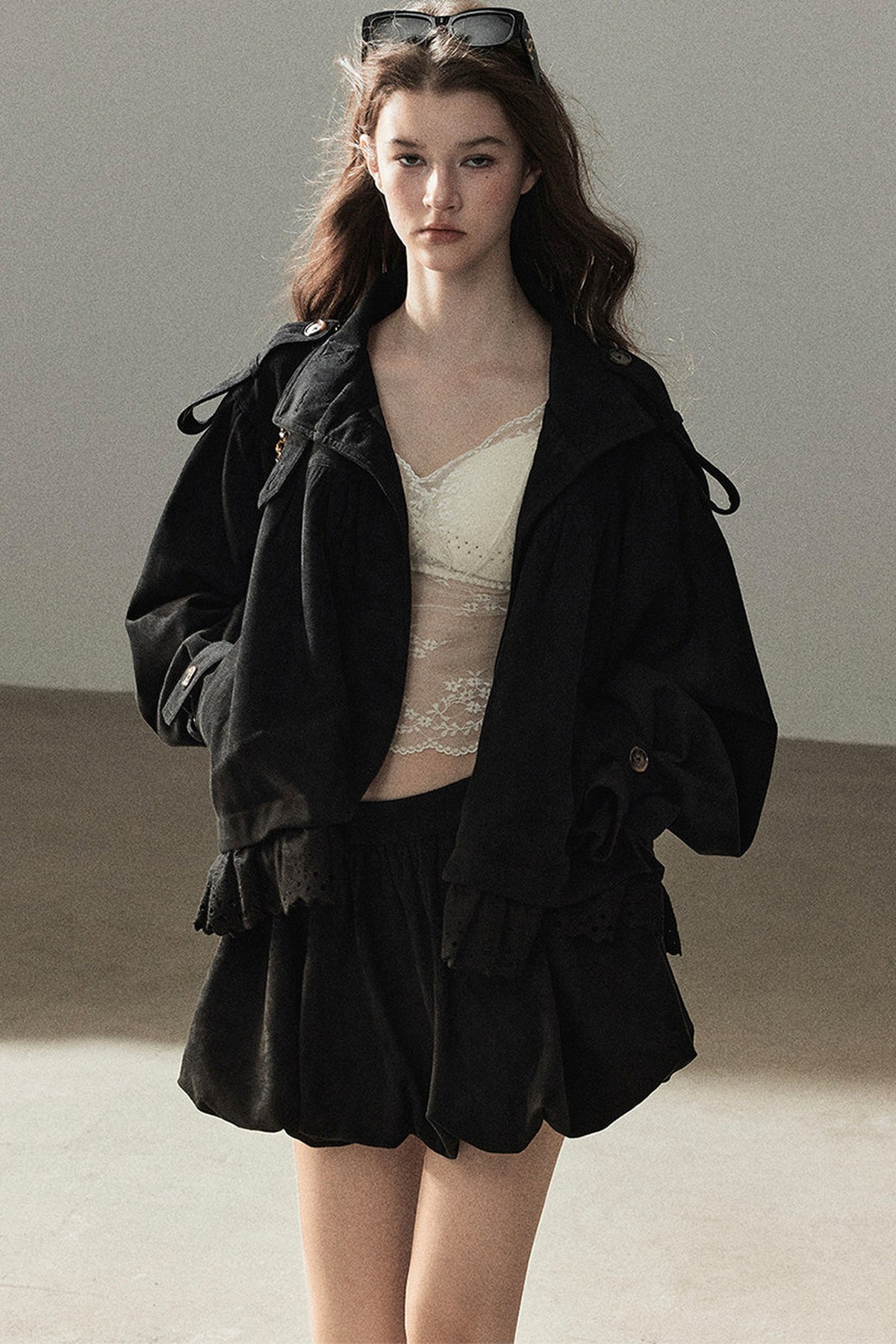 Ensemble veste et jupe en faux daim