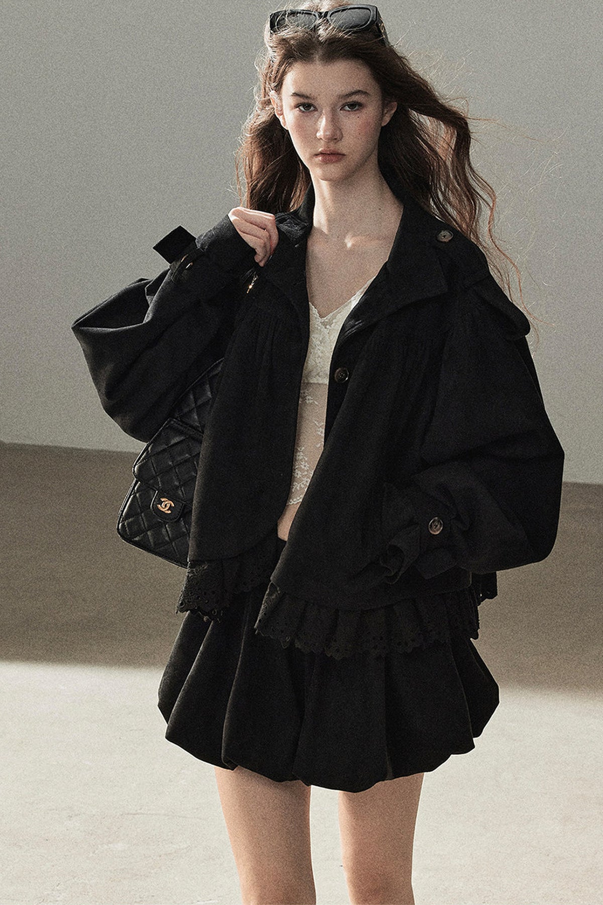 Ensemble veste et jupe en faux daim