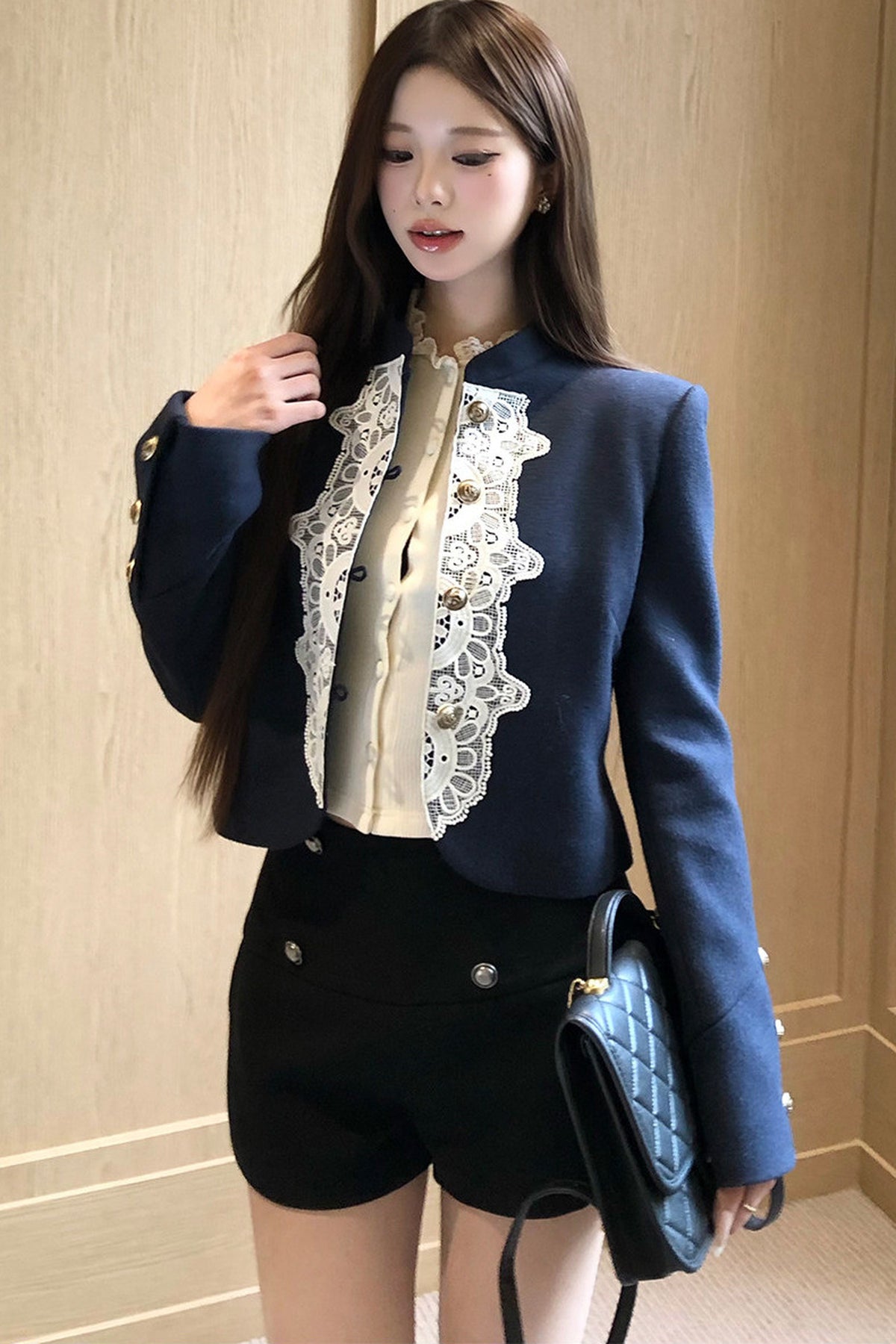 Lace Patchwork Wool Coat