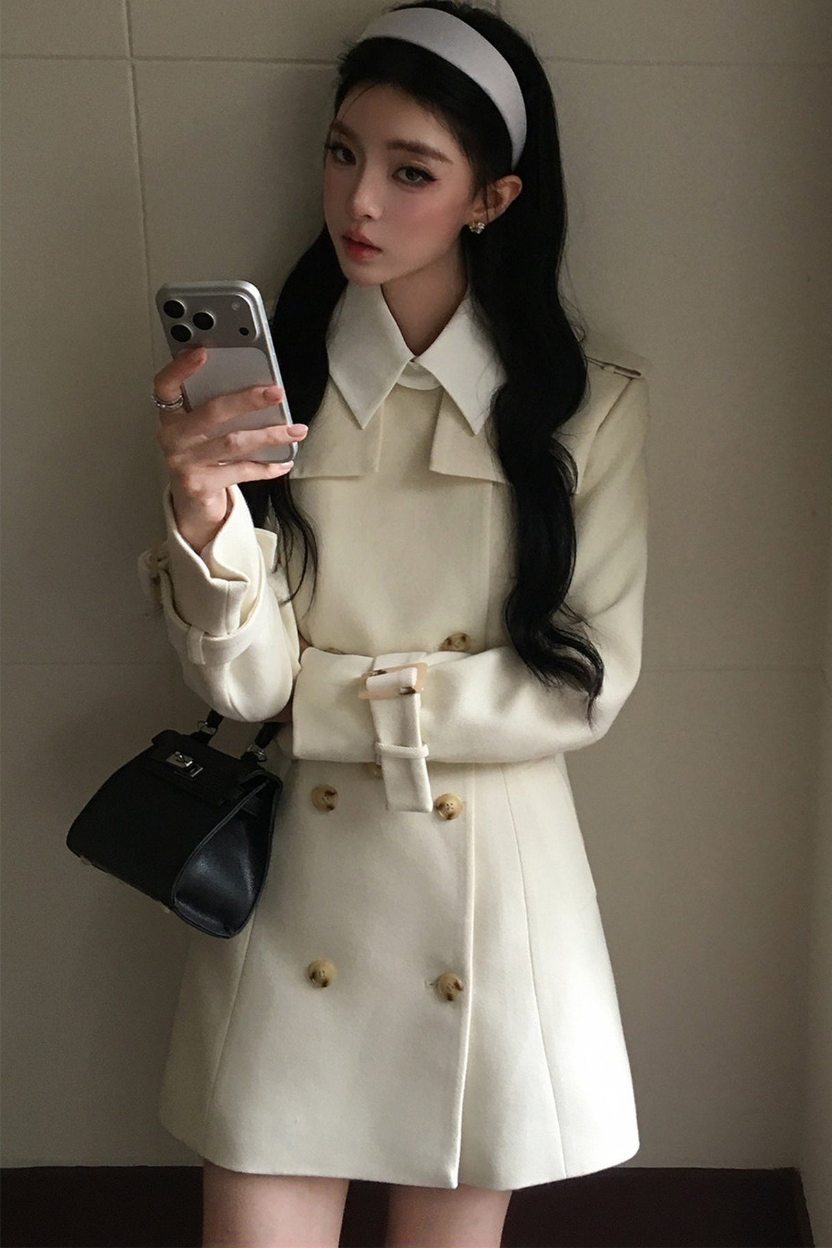 Mid-Length Double-Breasted Wool Coat