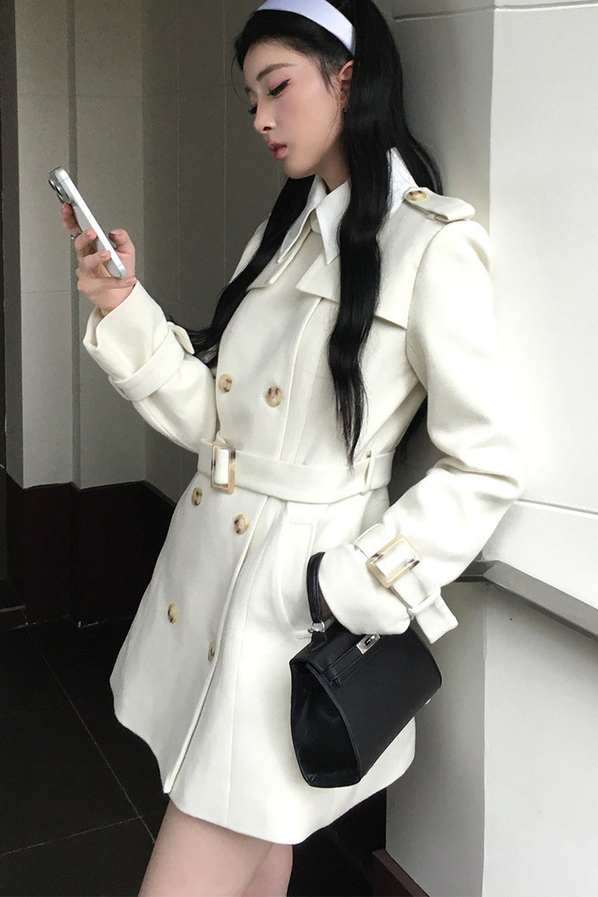 Mid-Length Double-Breasted Wool Coat
