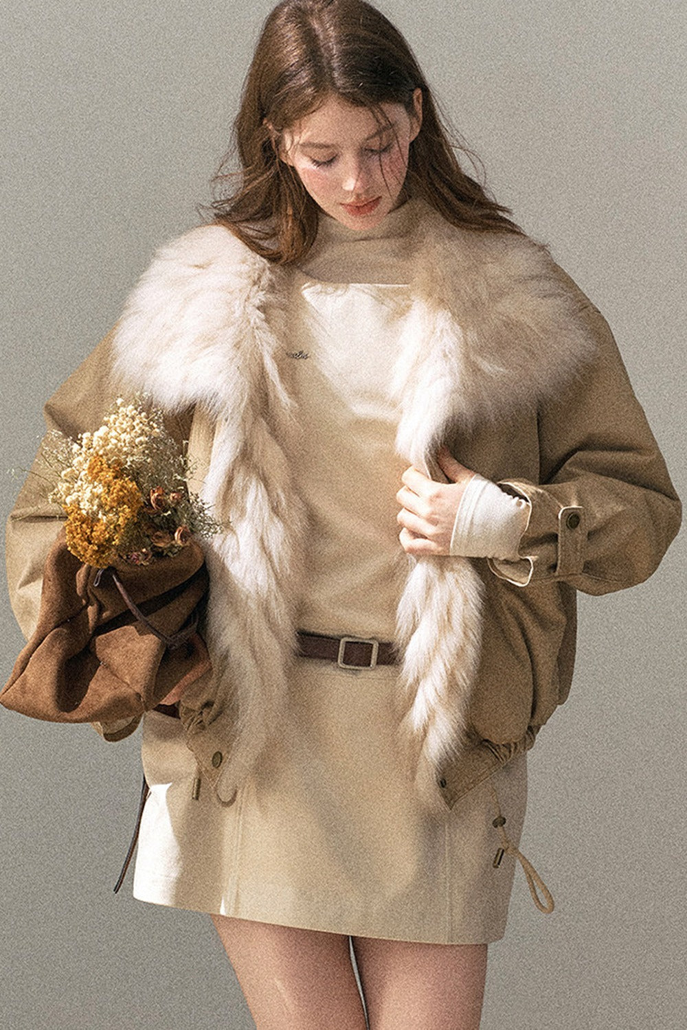 Winter Sleeveless Vest Short Dress Set-Up