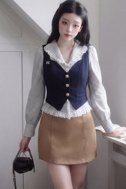 Single-Breasted Layered Vest