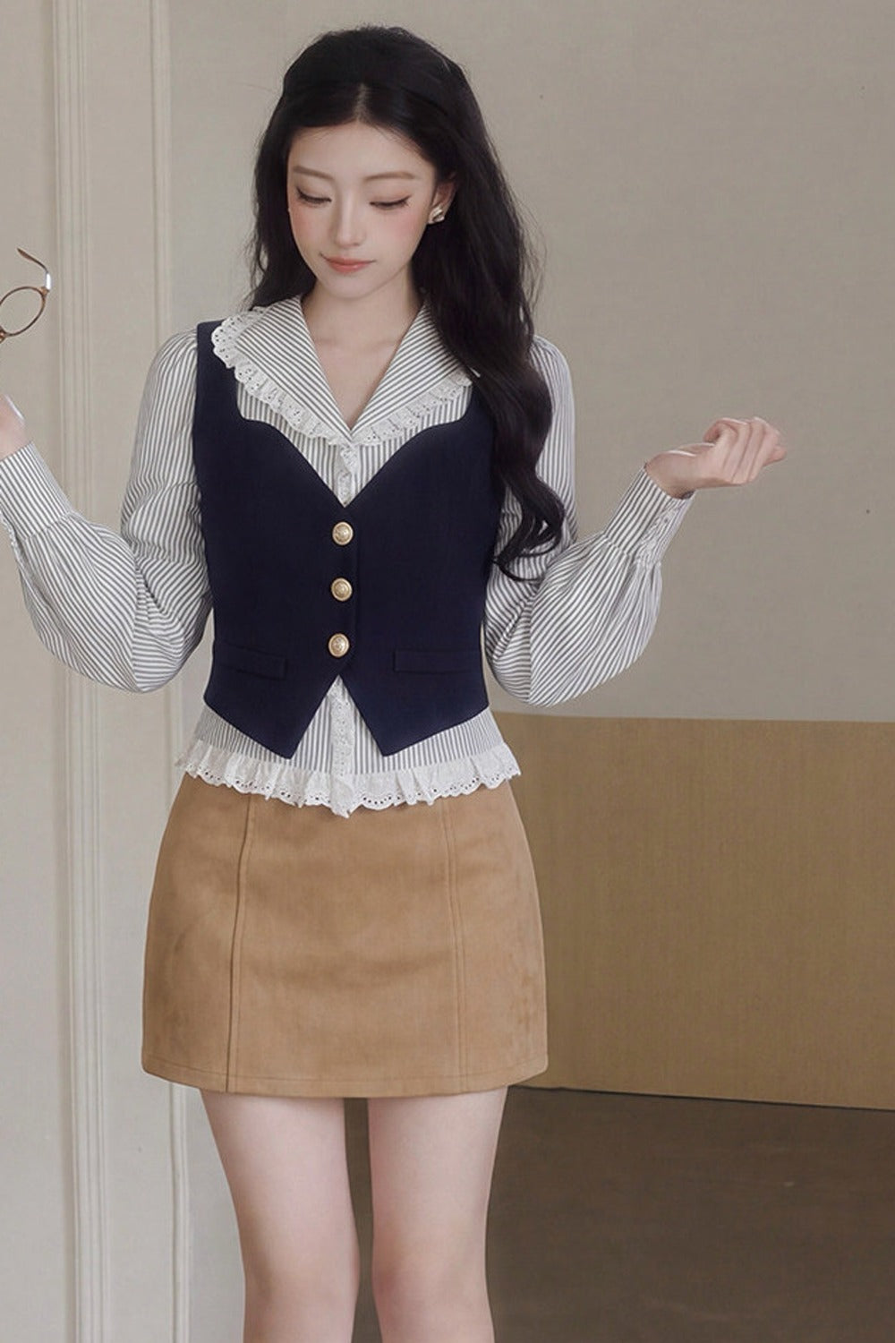 Single-Breasted Layered Vest