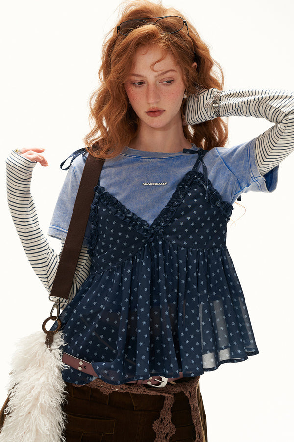 Layered-Look Soft Cotton Long Sleeve Tee Set