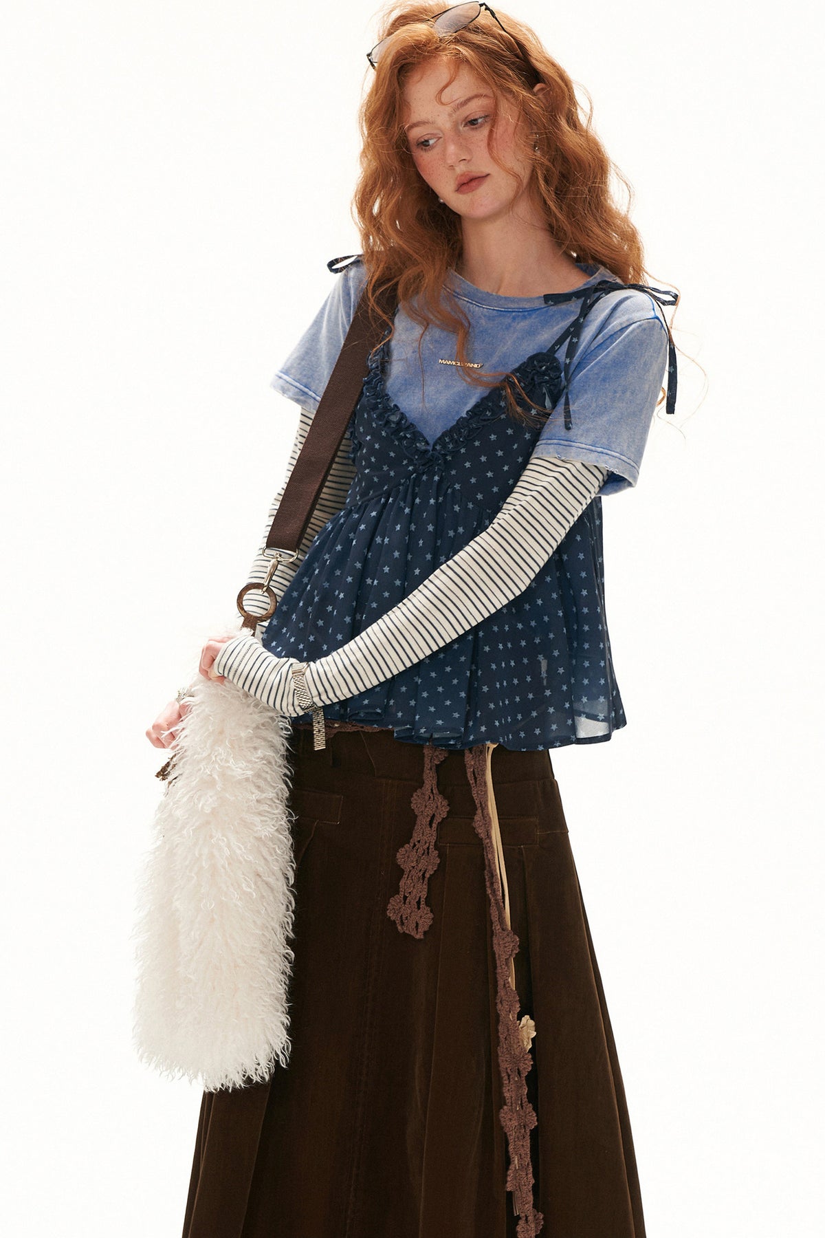 Ensemble tee-shirt manches longues en coton doux effet superposé
