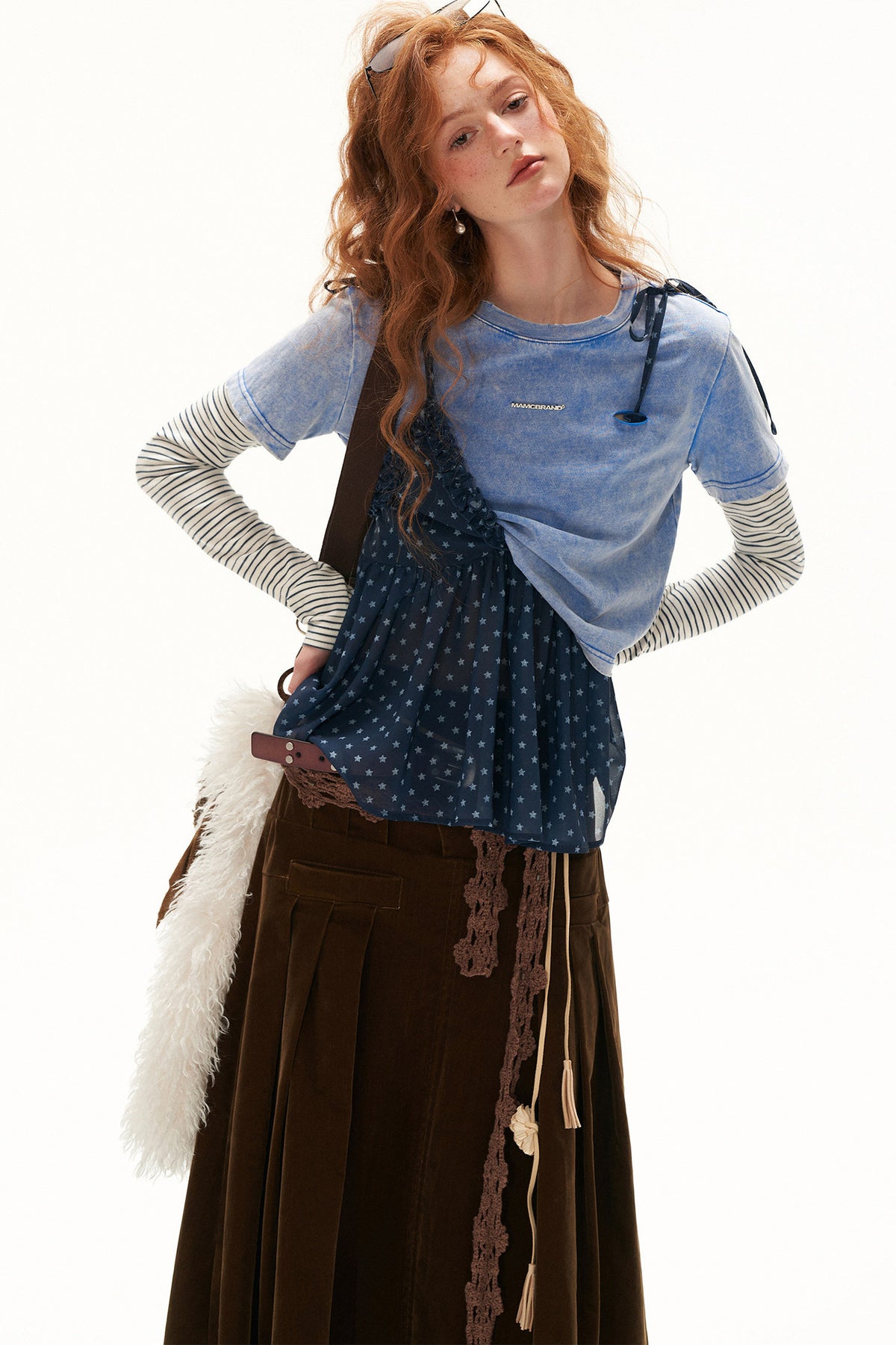 Ensemble tee-shirt manches longues en coton doux effet superposé