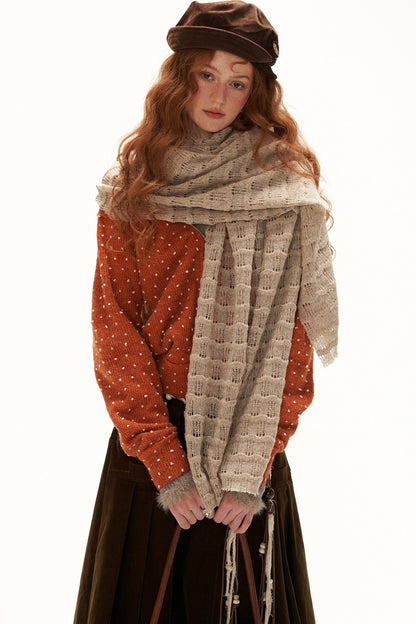 Cardigan à capuche zippé à pois