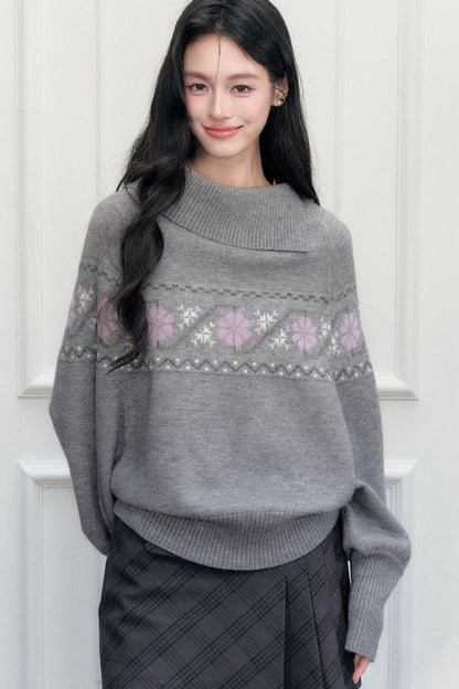 Fair Isle Jacquard Batwing Sweater