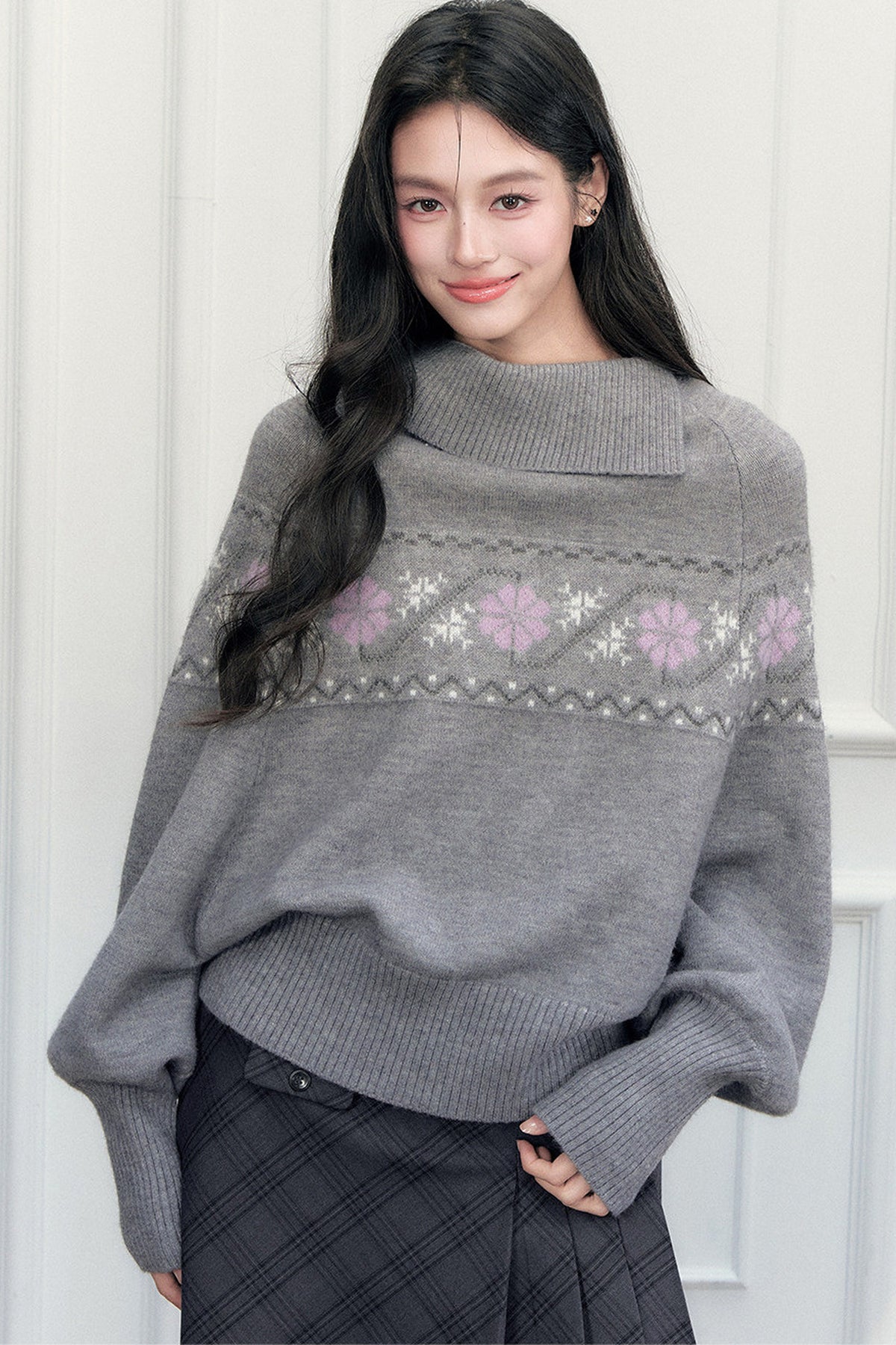Fair Isle Jacquard Batwing Sweater