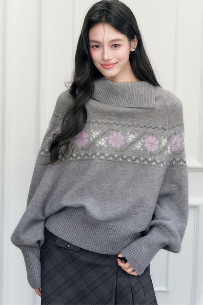 Fair Isle Jacquard Batwing Sweater