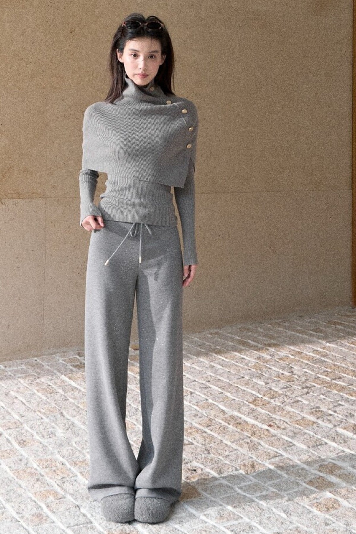 Autumn Thoughts Cape Knit Top and Base Layer Set
