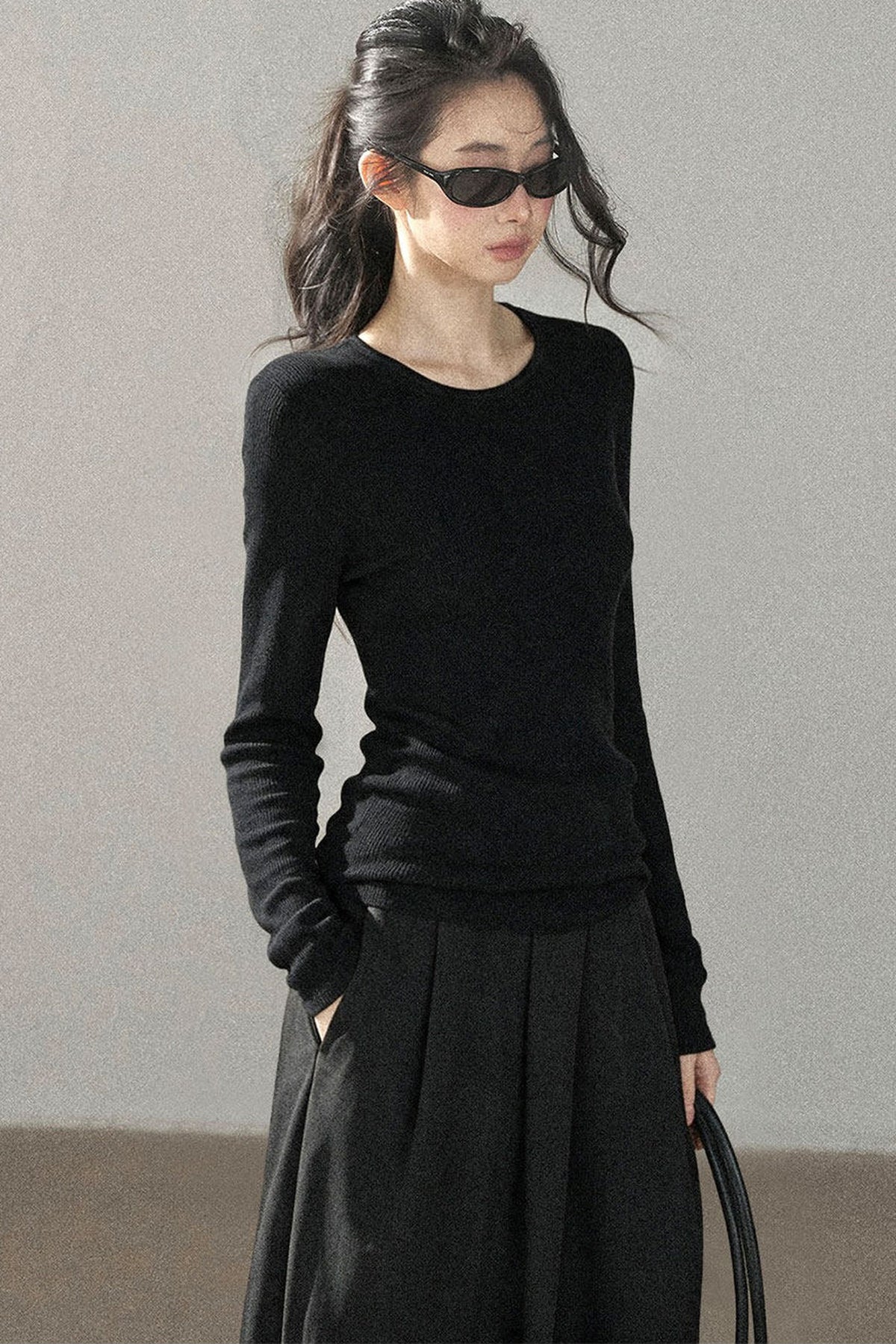 Mock Neck Knit Base Layer Top