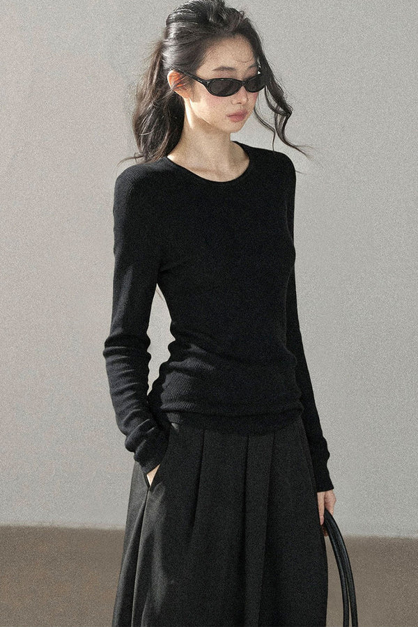 Mock Neck Knit Base Layer Top