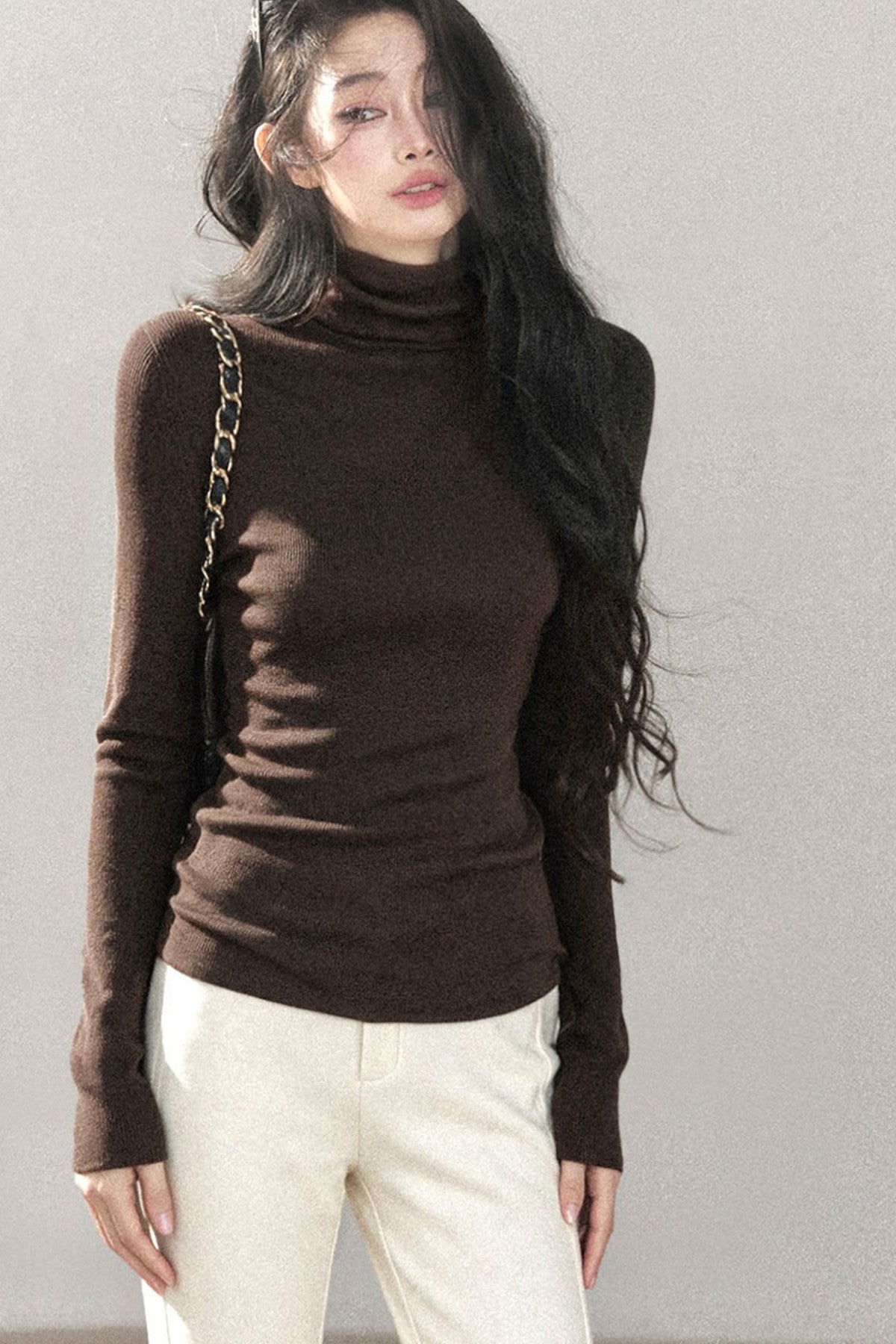 Mock Neck Knit Base Layer Top