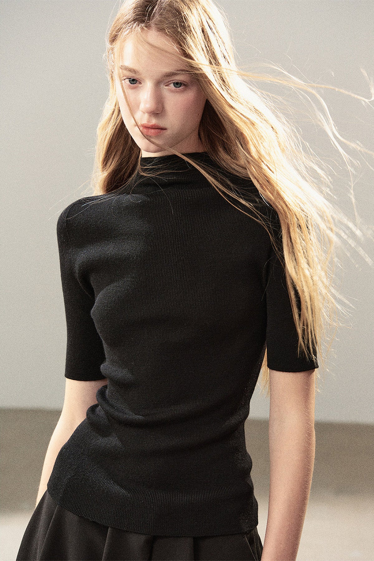 Mock Neck Knit Base Layer Top