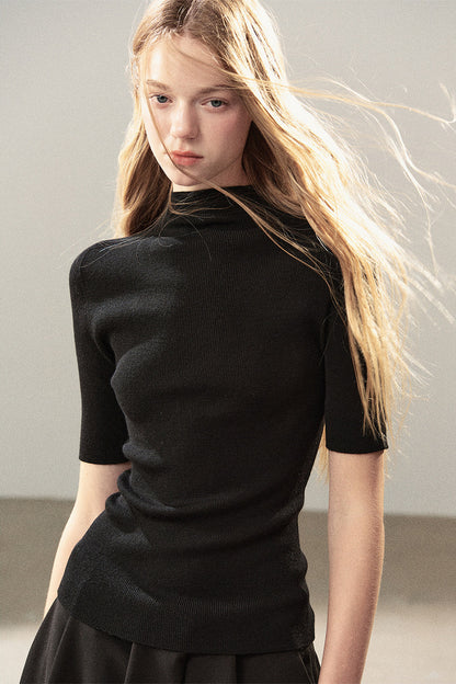 Mock Neck Knit Base Layer Top