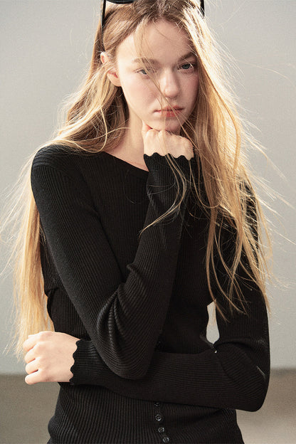 Mock Neck Knit Base Layer Top