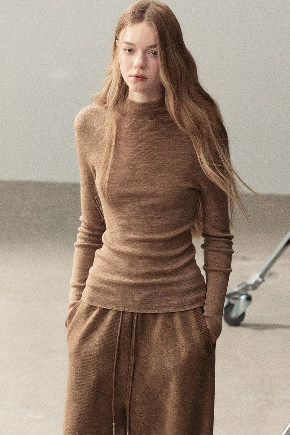 Mock Neck Knit Base Layer Top