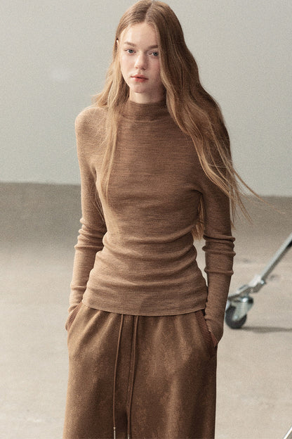 Mock Neck Knit Base Layer Top