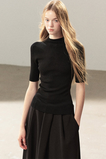 Mock Neck Knit Base Layer Top