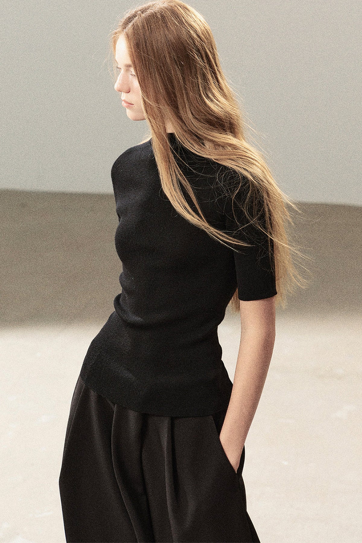 Mock Neck Knit Base Layer Top