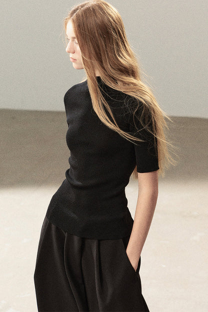 Mock Neck Knit Base Layer Top
