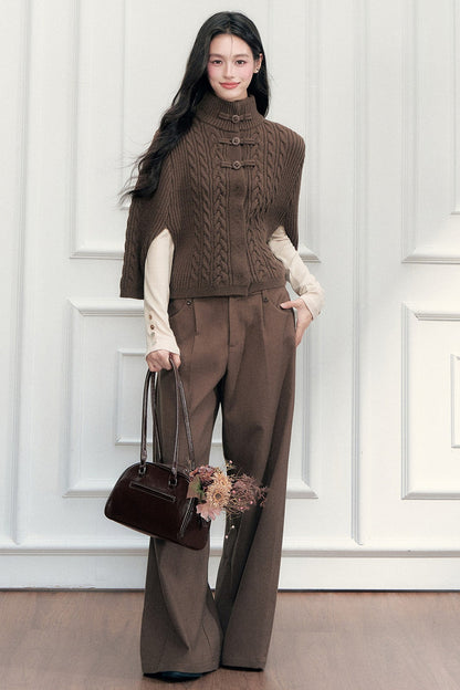 New Chinese Style Cable Knit Cape