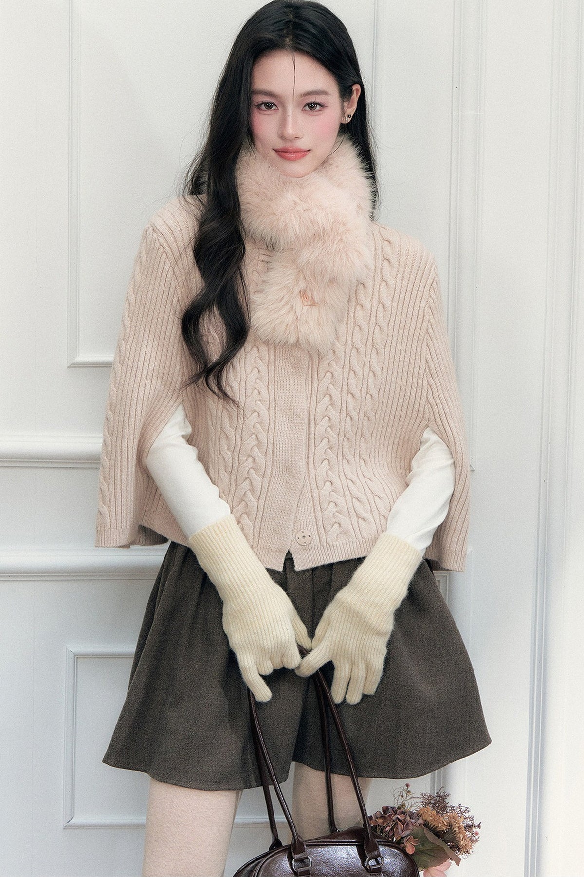 New Chinese Style Cable Knit Cape