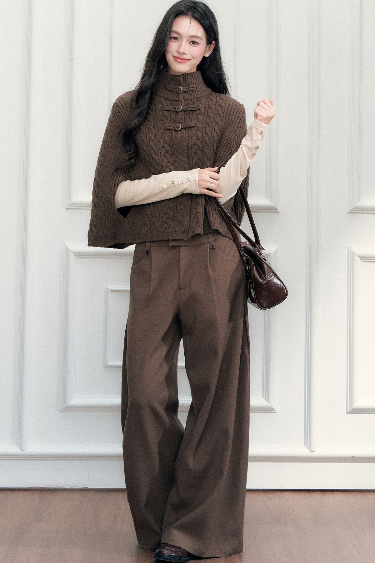 New Chinese Style Cable Knit Cape