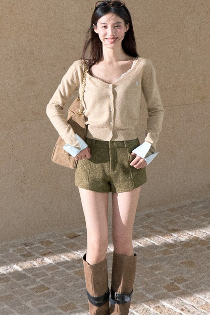 Large U-Neck Knit Cardigan