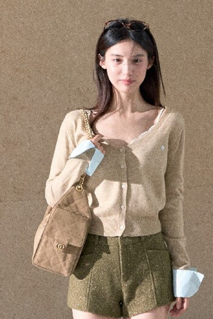 Large U-Neck Knit Cardigan