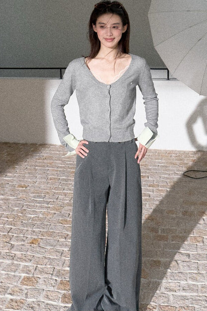 Large U-Neck Knit Cardigan