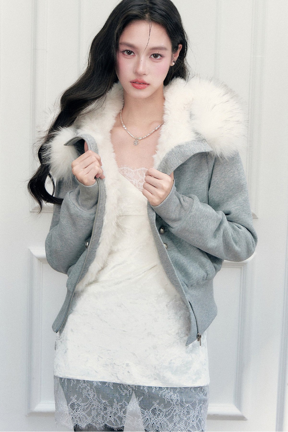 Eyelash Lace Velvet Texture Patchwork Layered Camisole