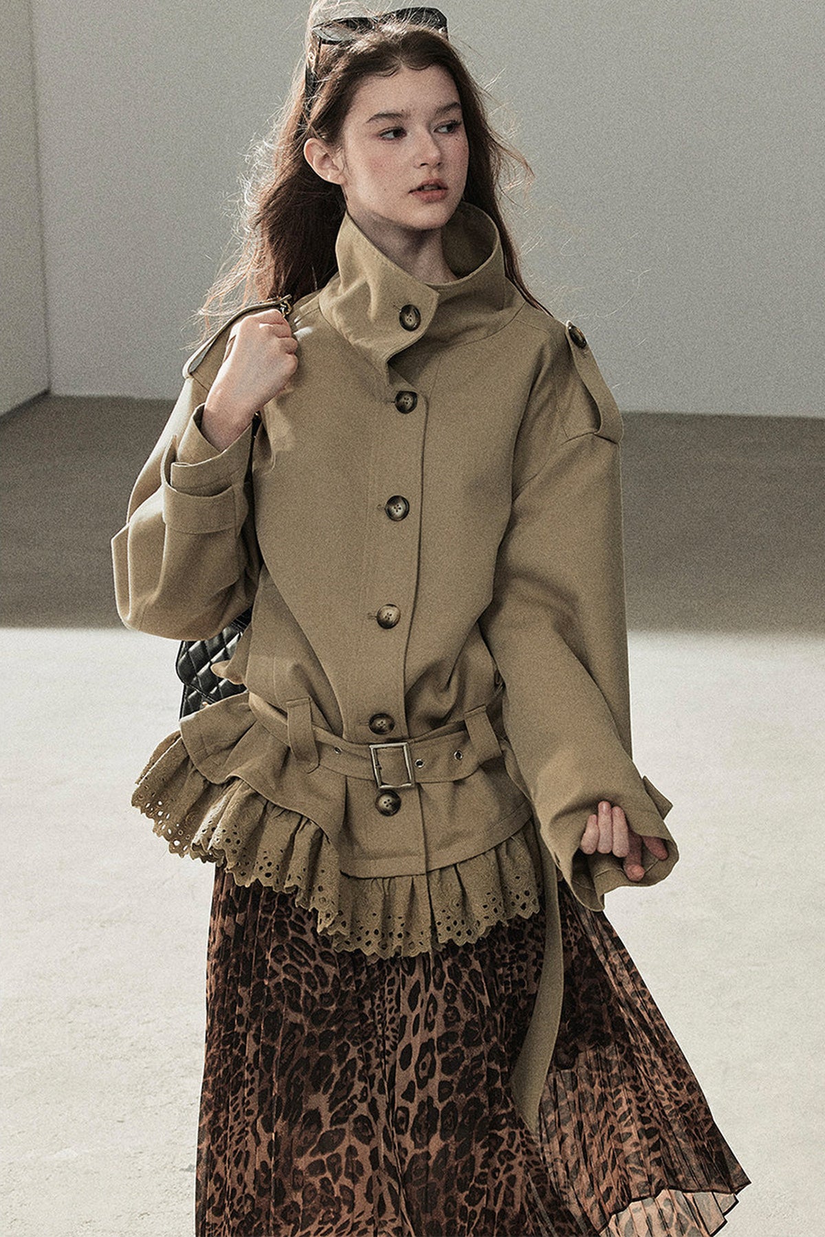 Faux Suede Trench Coat