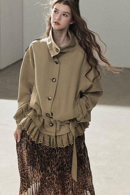Faux Suede Trench Coat