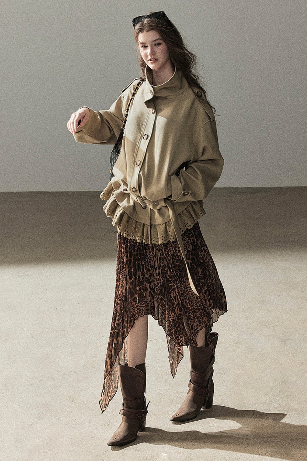 Faux Suede Trench Coat