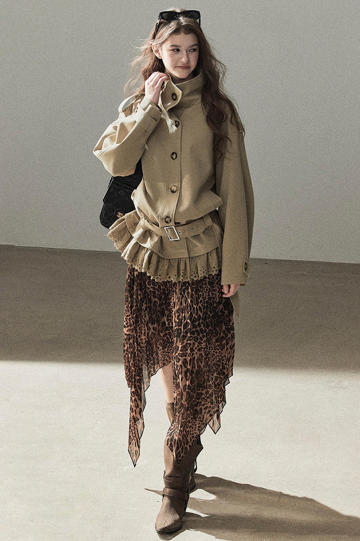 Faux Suede Trench Coat