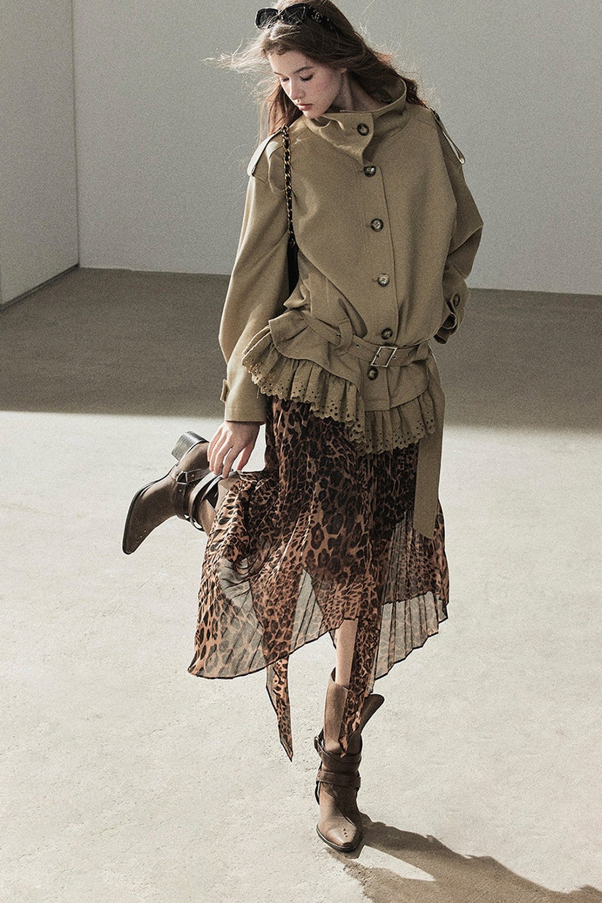 Faux Suede Trench Coat
