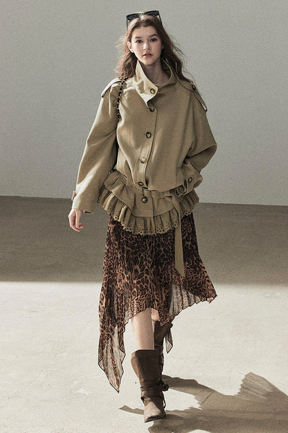 Faux Suede Trench Coat