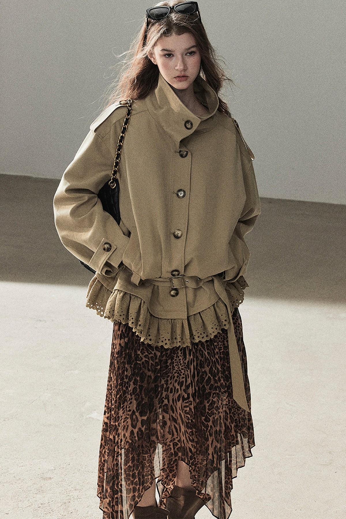 Faux Suede Trench Coat