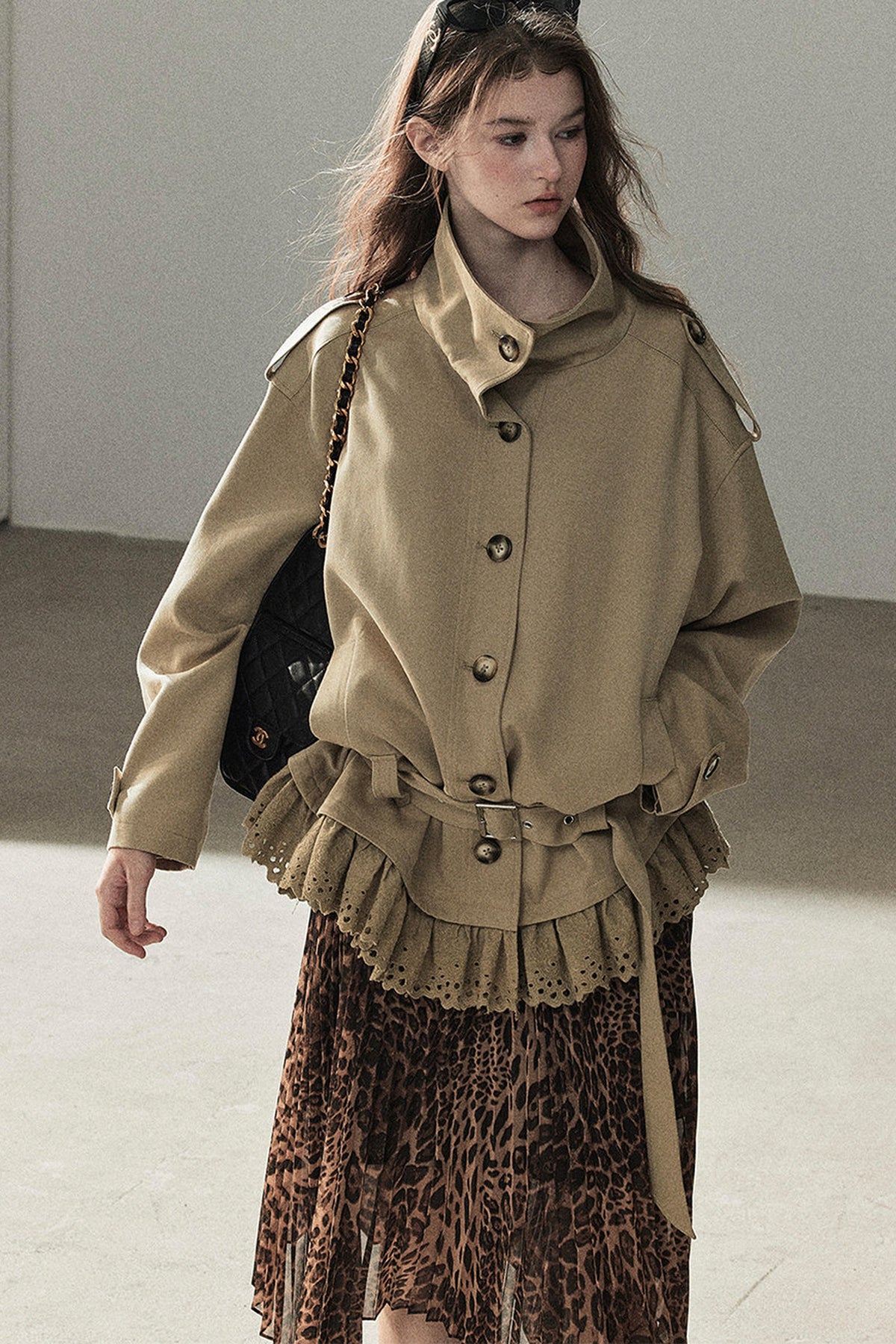 Faux Suede Trench Coat
