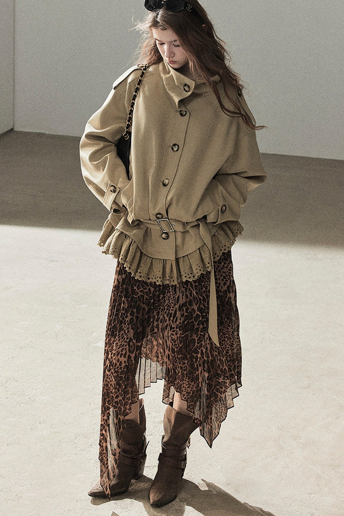 Faux Suede Trench Coat